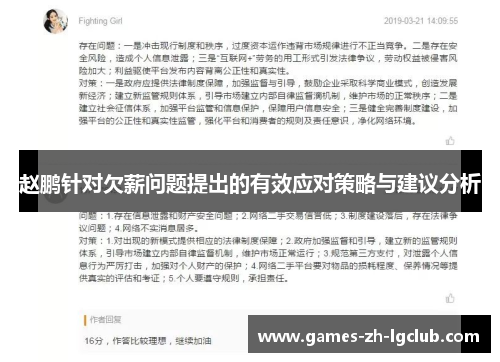 赵鹏针对欠薪问题提出的有效应对策略与建议分析